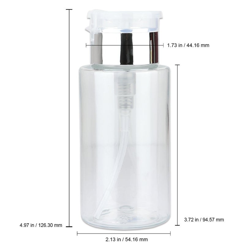 PANA 7oz. Professional Push Down Liquid Pumping Clear Bottle Dispenser (Silver Lid with No Wording, 2pc) - Image 2